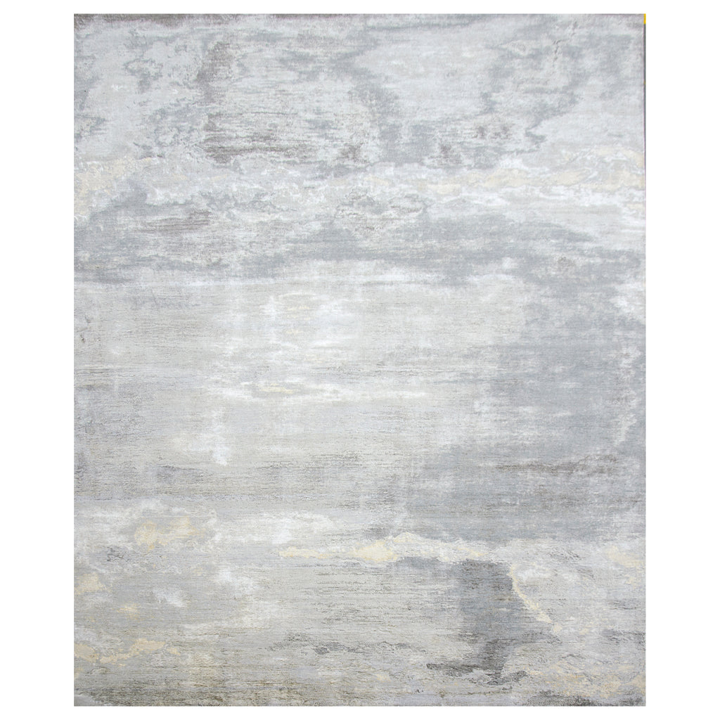 Silver Contemporary Silk Wool Blend Rug - 8'11" x 12'2"