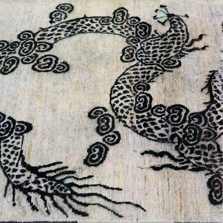 Cream Alchemy Contemporary Silk Runner - 3' x 10'8"