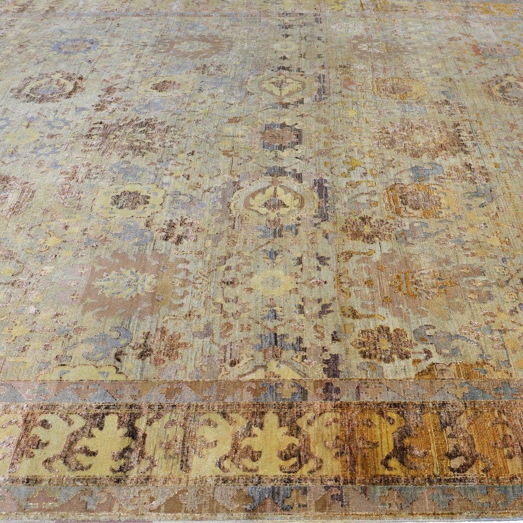 Brown Alchemy Traditional Wool Silk Rug - 10' x 15'9"