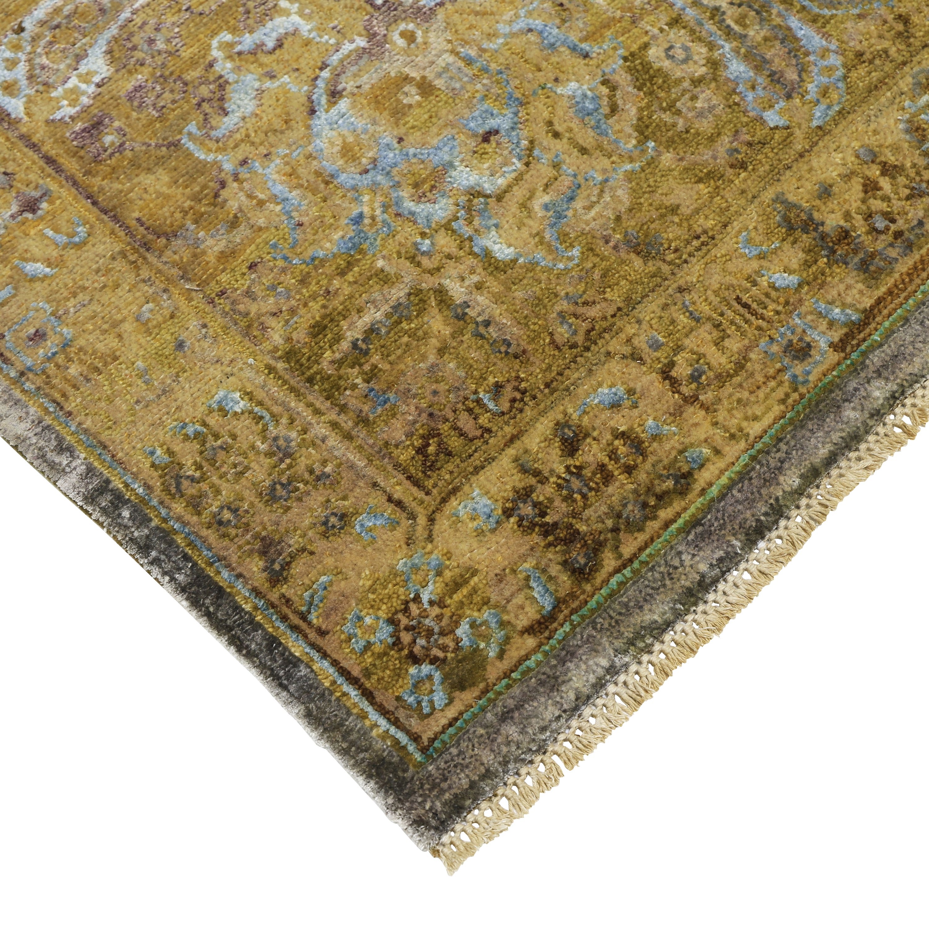 Gold Alchemy Traditional Silk Wool Blend Rug - 9'10" x 13'2"