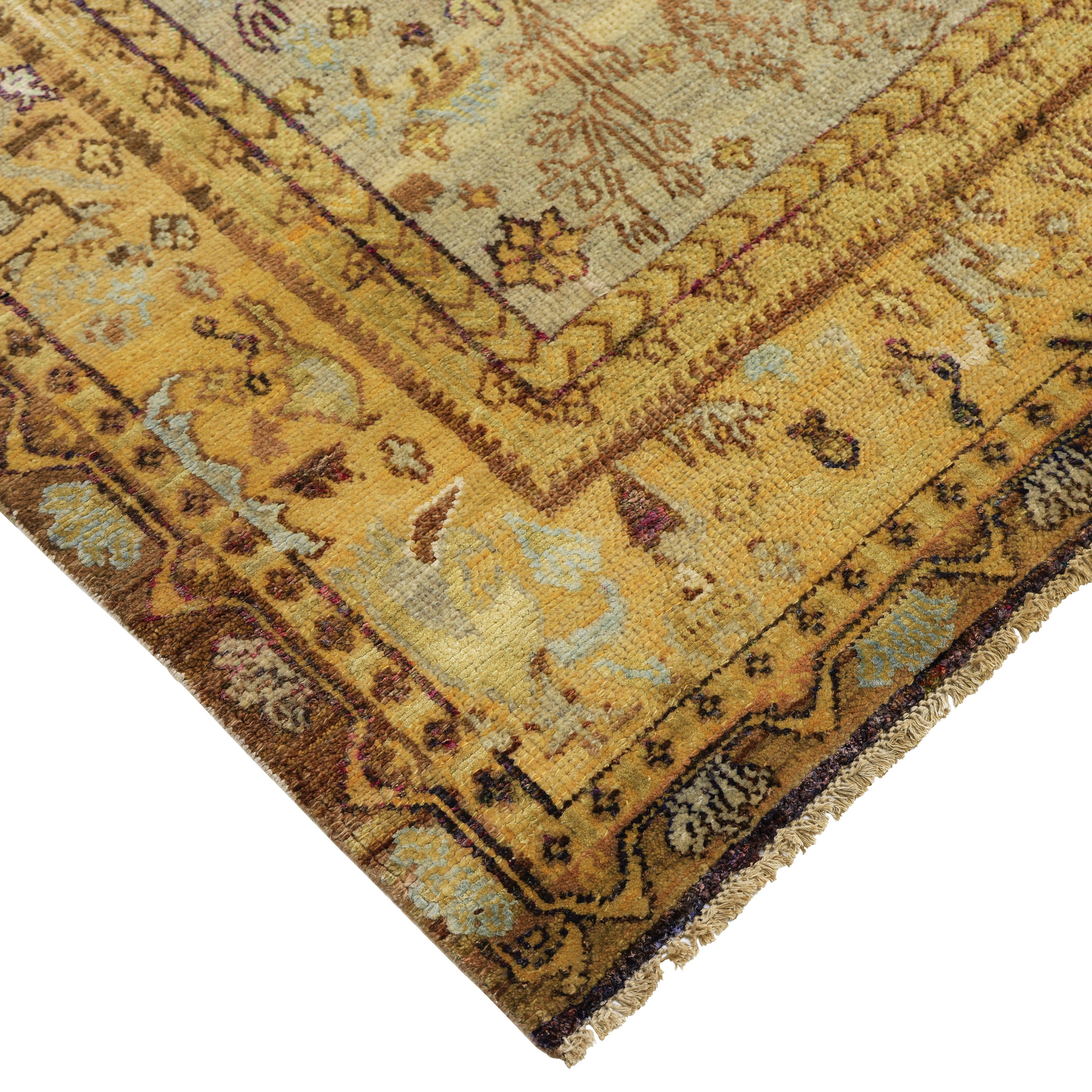 Gold Alchemy Traditional Silk Wool Blend Rug - 7'7" x 9'5"