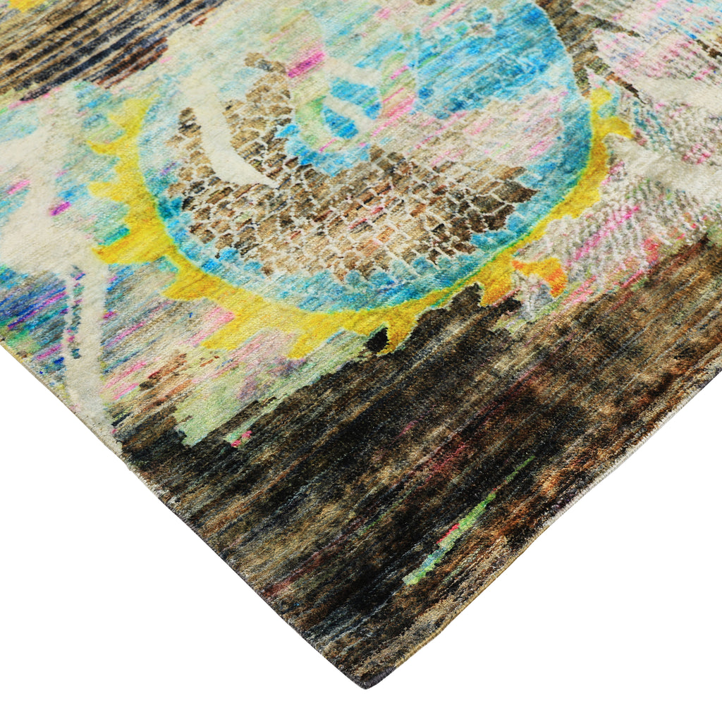 Multicolored Alchemy Contemporary Silk Rug - 5'11" x 8'11"