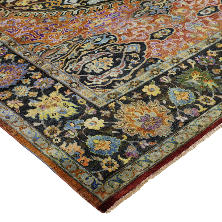 Multicolored Alchemy Traditional Silk Wool Blend Rug - 7'9" x 9'10"