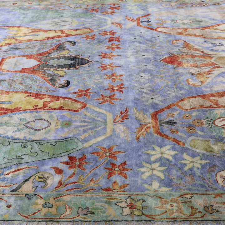Blue and Green Alchemy Contemporary Silk Rug - 8'11" x 14'7"
