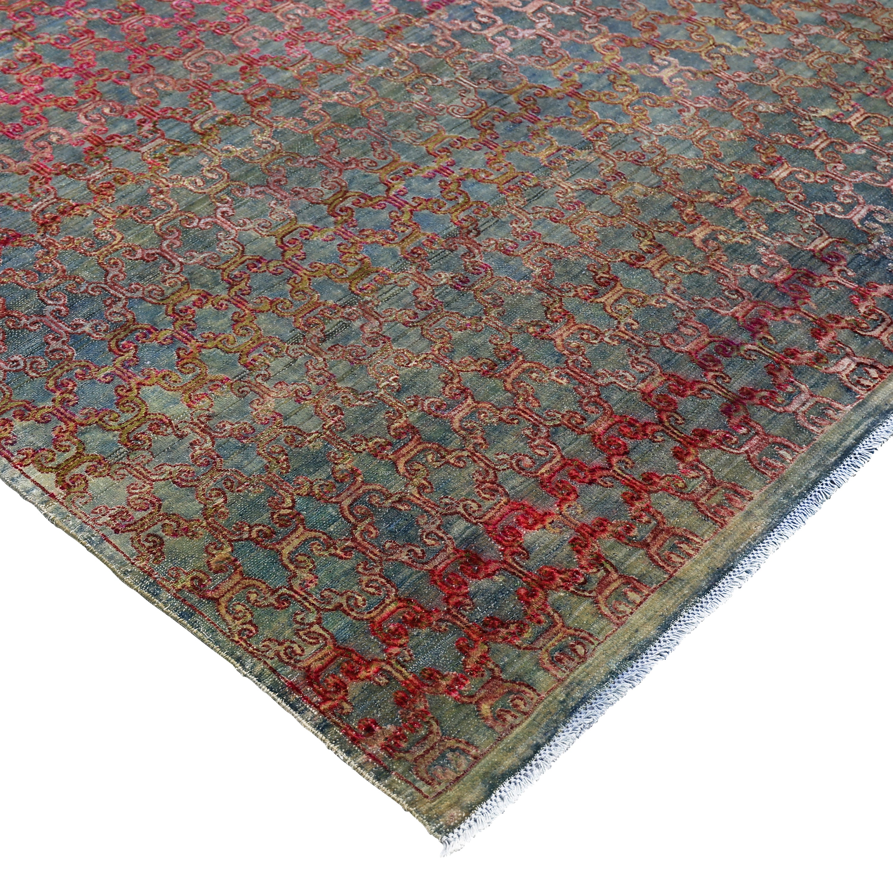 Multicolored Alchemy Contemporary Silk Wool Blend Rug - 11'11" x 14'7"