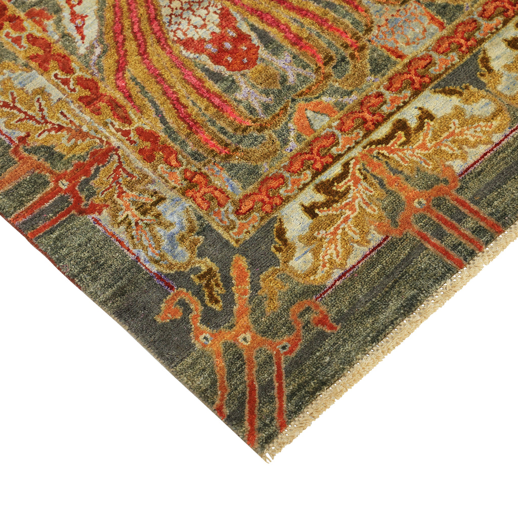 Multicolored Alchemy Traditional Silk Wool Rug - 5'11" x 9'8"