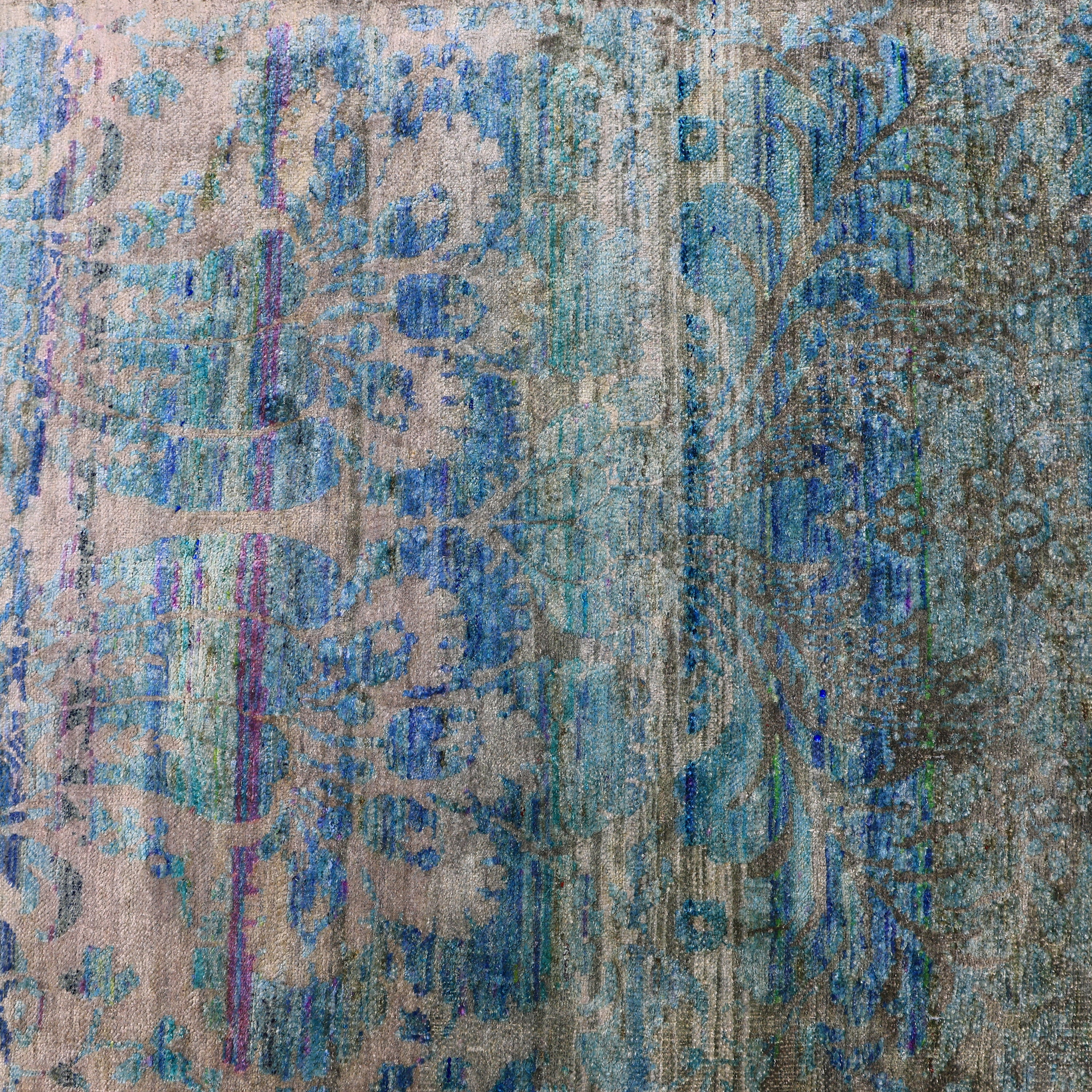 Blue Alchemy Contemporary Silk Runner - 3' x 7'2"