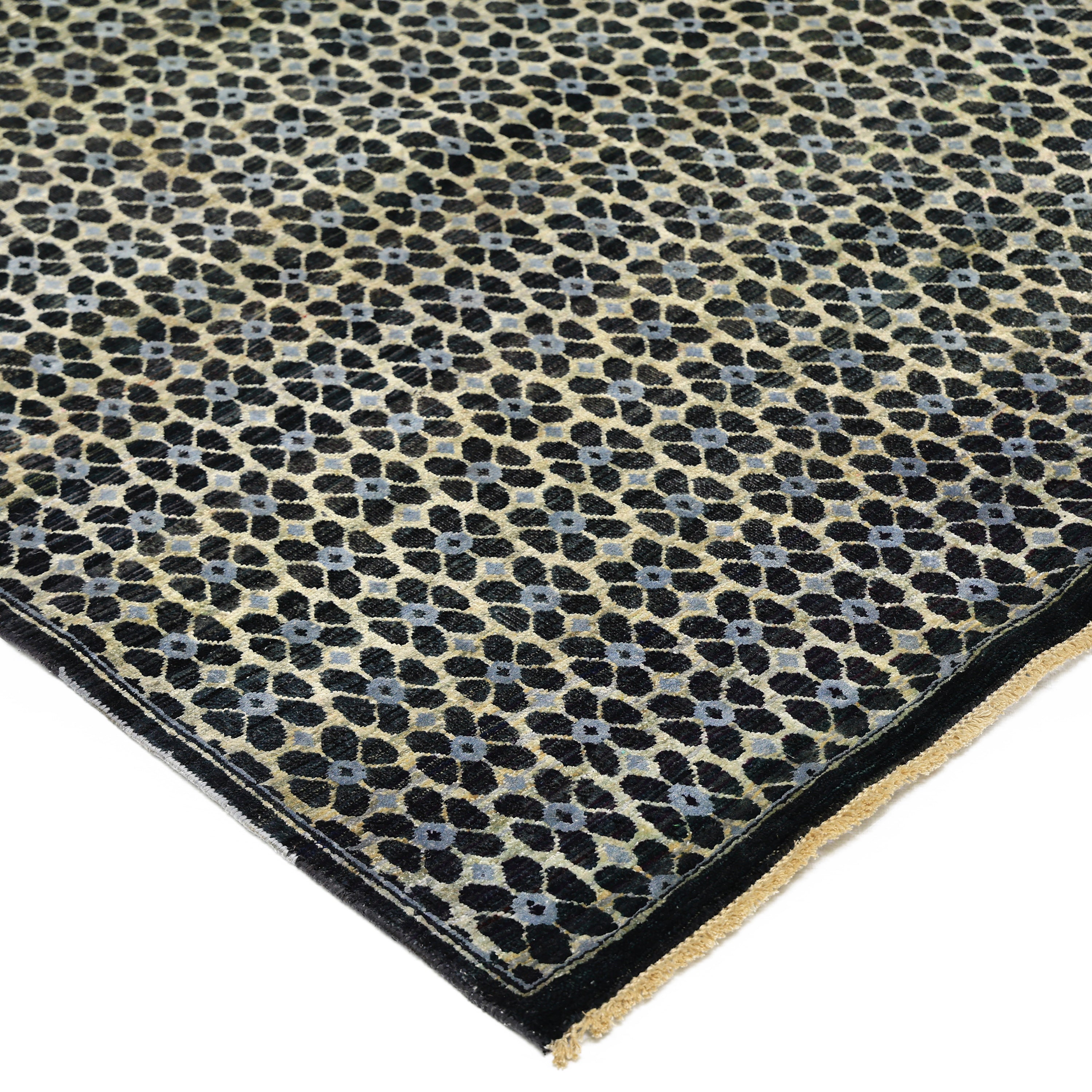 Black Alchemy Contemporary Wool Silk Blend Rug - 6' x 9'2"