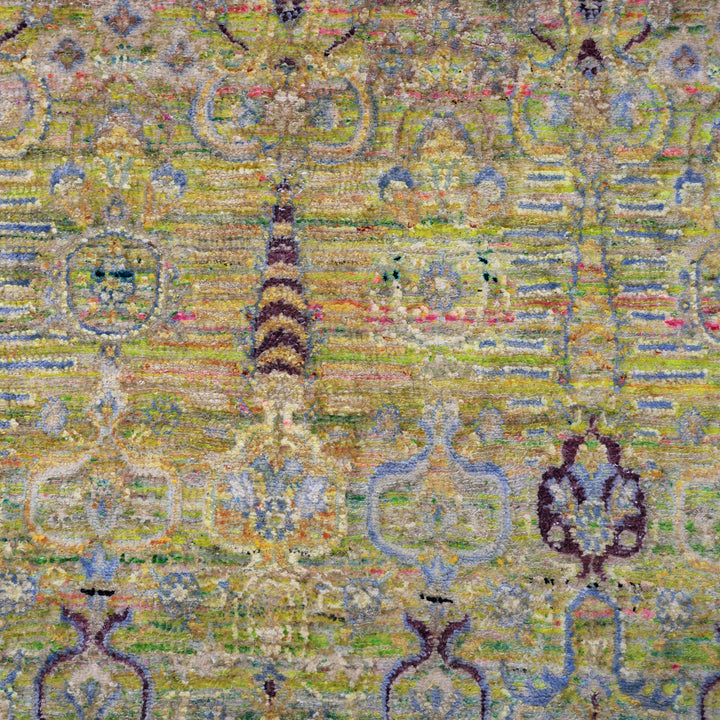 Green Alchemy Contemporary Wool Silk Blend Runner - 3' x 8'8"