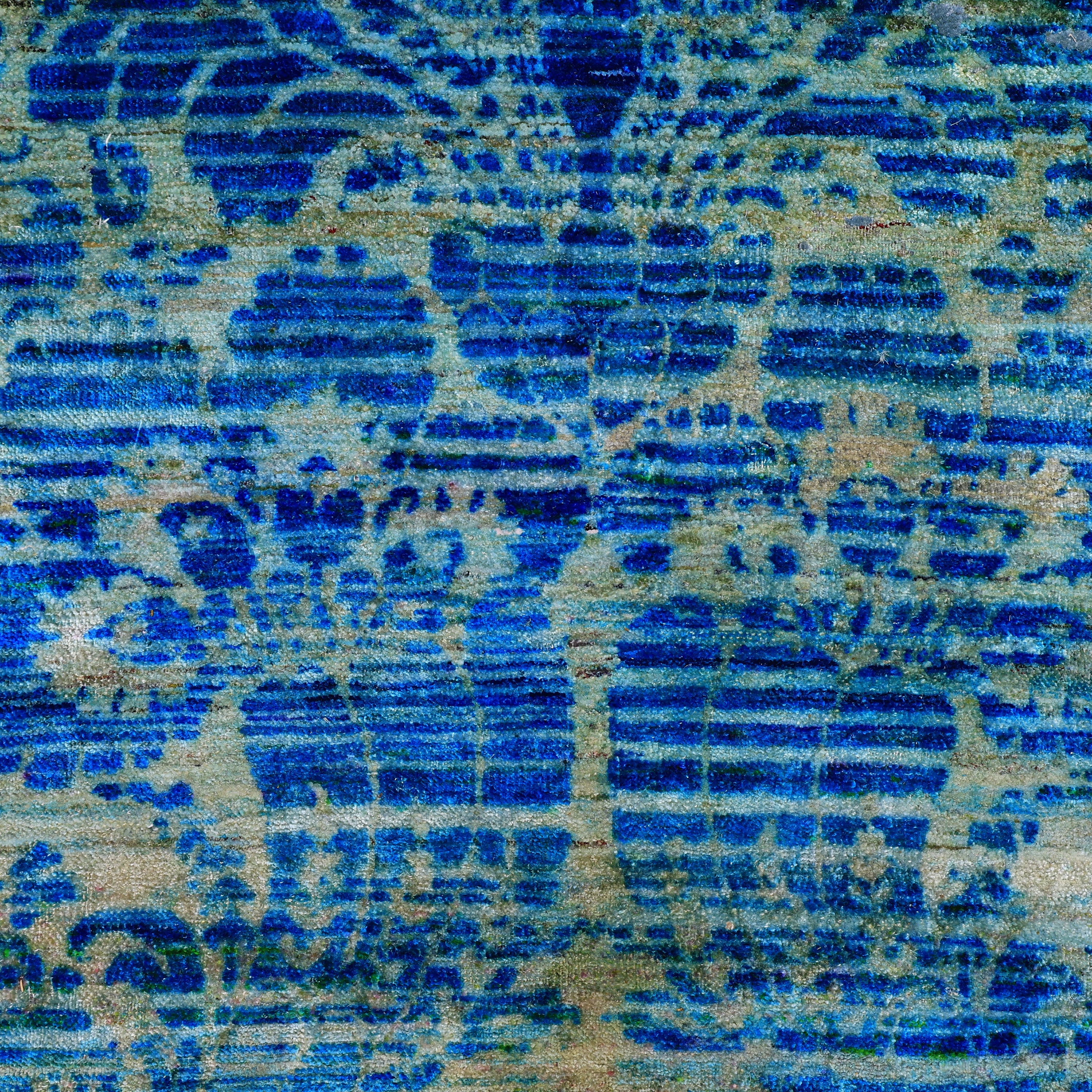 Blue Alchemy Contemporary Silk Runner - 3'1" x 6'5"