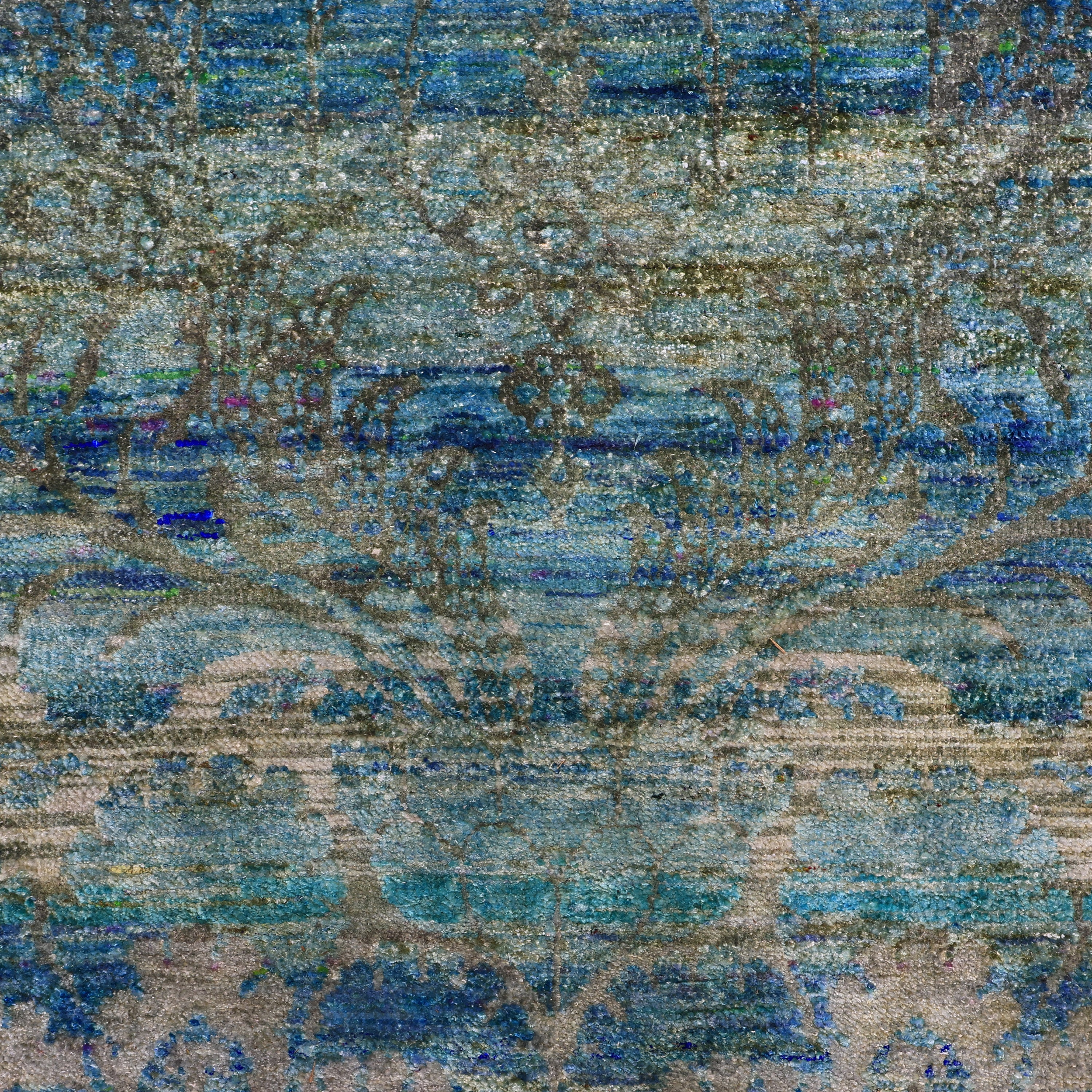 Blue Alchemy Contemporary Silk Runner - 3'1" x 11'7"