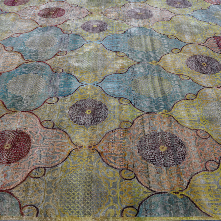 Multicolored Alchemy Contemporary Silk Rug - 8'11" x 12'3"