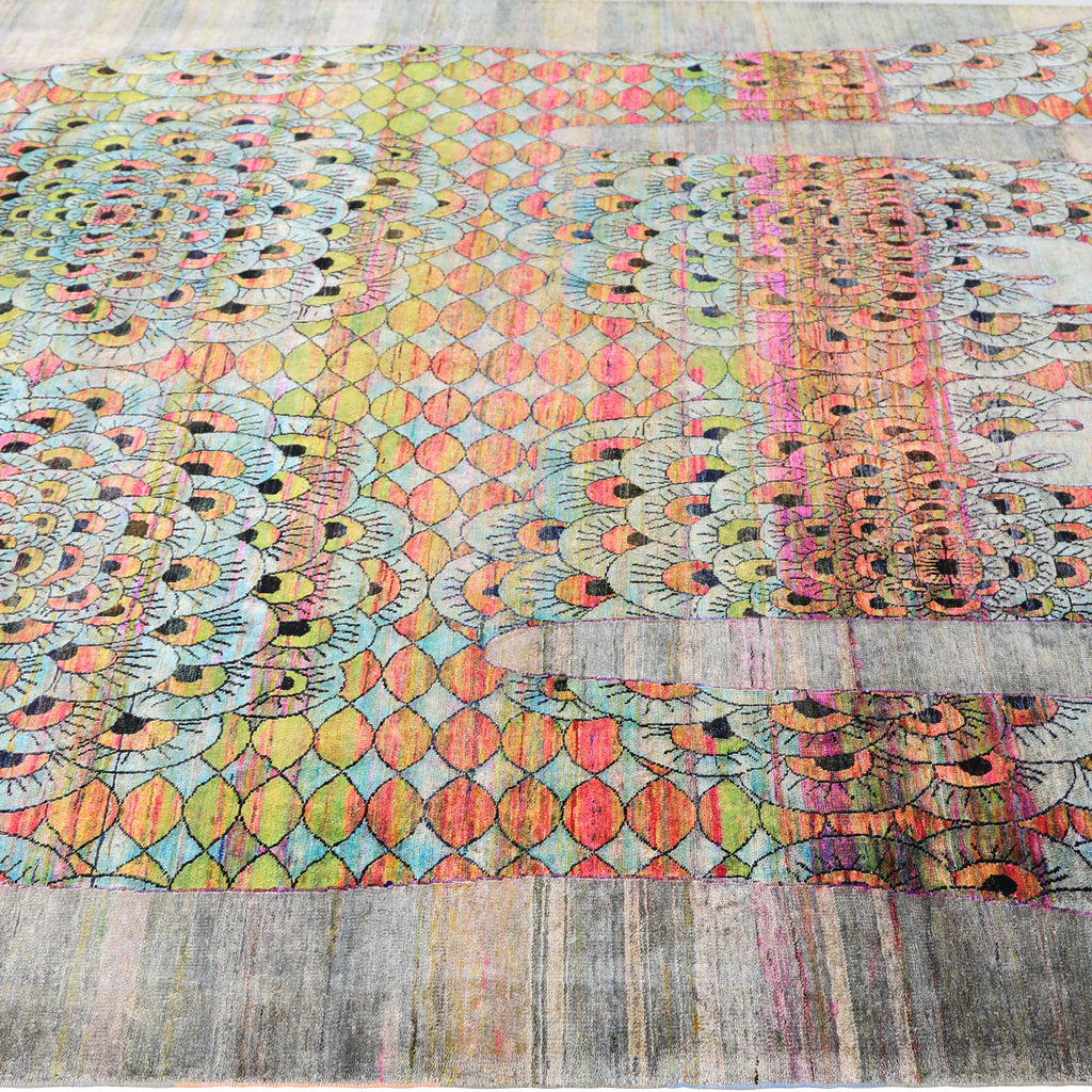 Multicolored Alchemy Contemporary Silk Rug - 7'10" x 9'10"