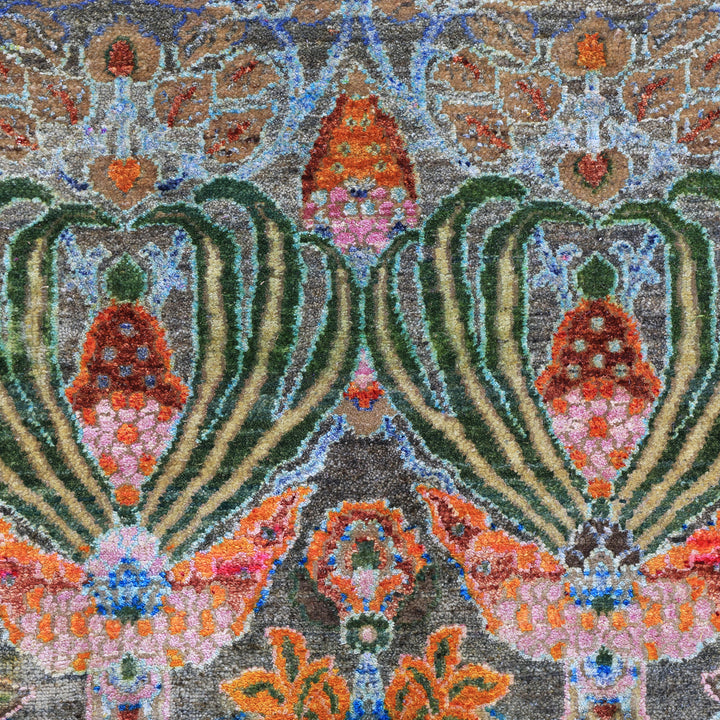 Green Alchemy Contemporary Silk Wool Blend Rug - 5'1" x 7'4"