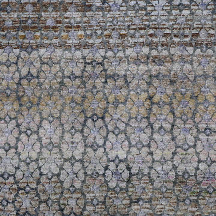 Brown Alchemy Contemporary Silk Wool Blend Rug - 8'8" x 12'2"