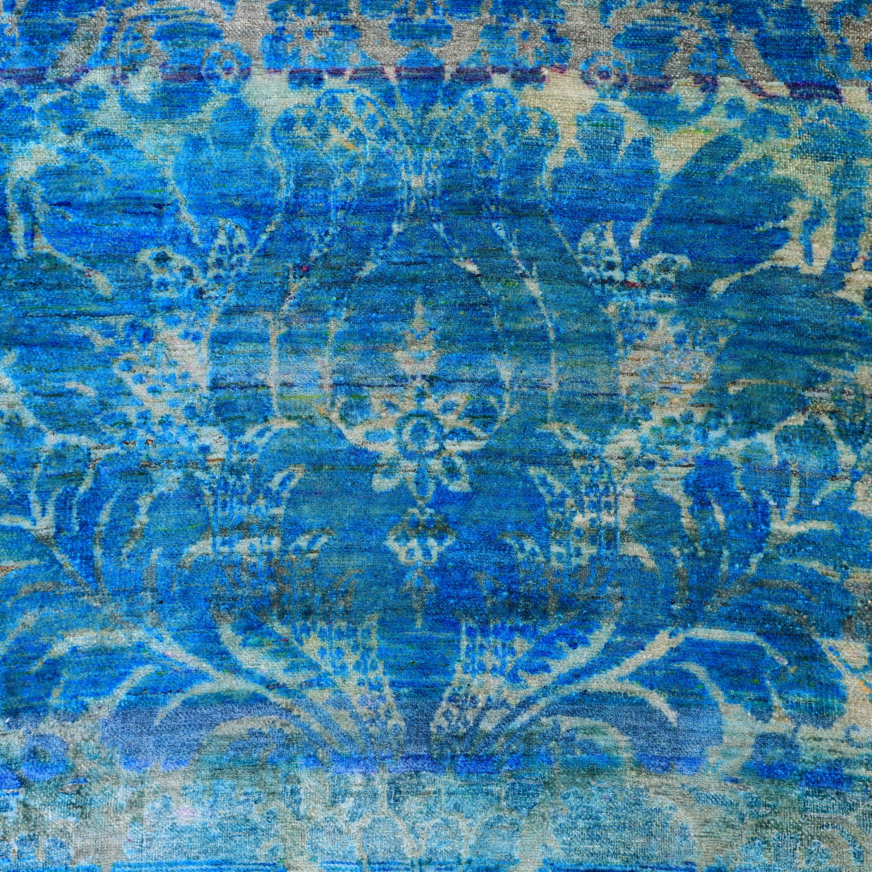 Blue Alchemy Contemporary Silk Runner - 3' x 10'10"