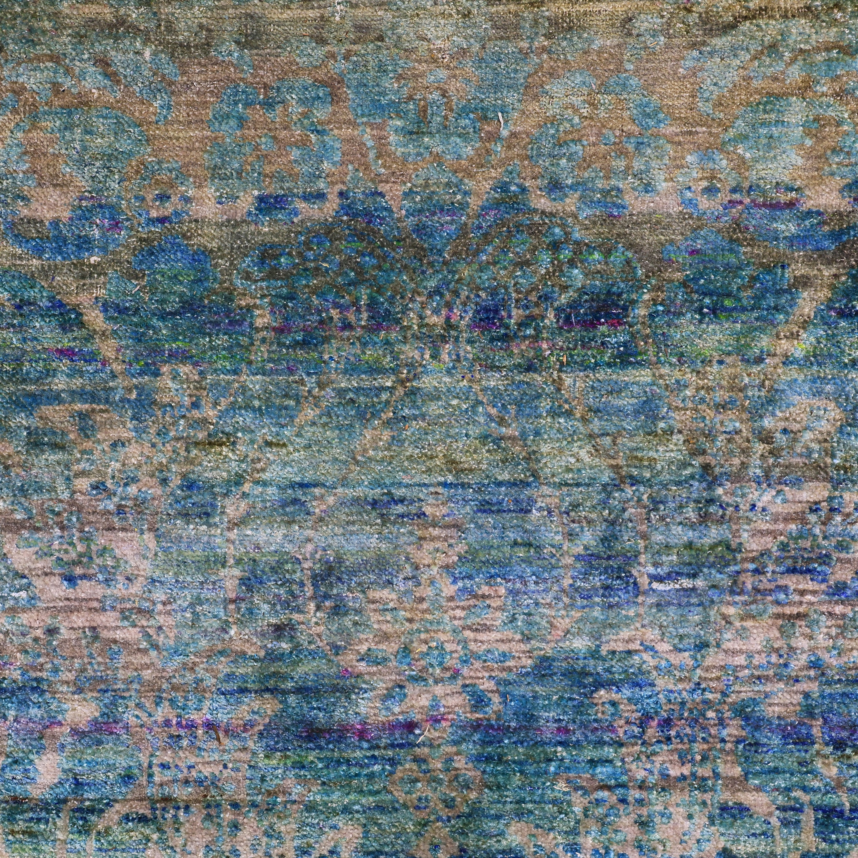 Blue Alchemy Contemporary Silk Runner - 3'1" x 11'7"