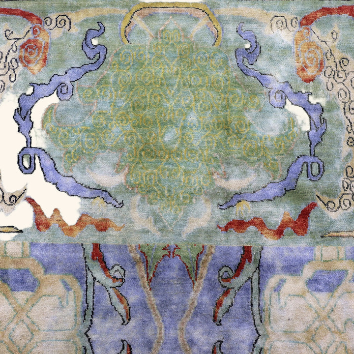 Blue and Green Alchemy Contemporary Silk Rug - 8'11" x 14'7"
