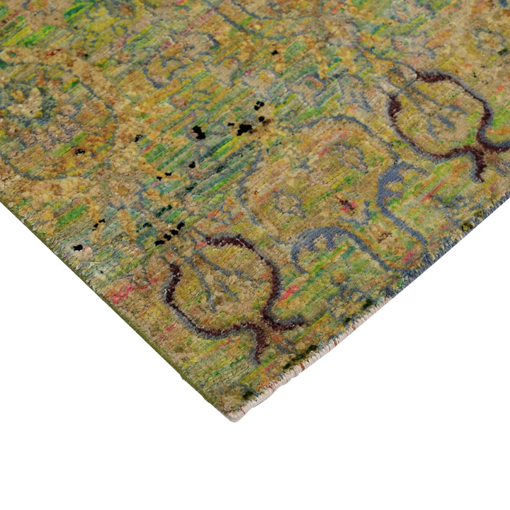 Green Alchemy Contemporary Wool Silk Blend Runner - 3' x 8'8"