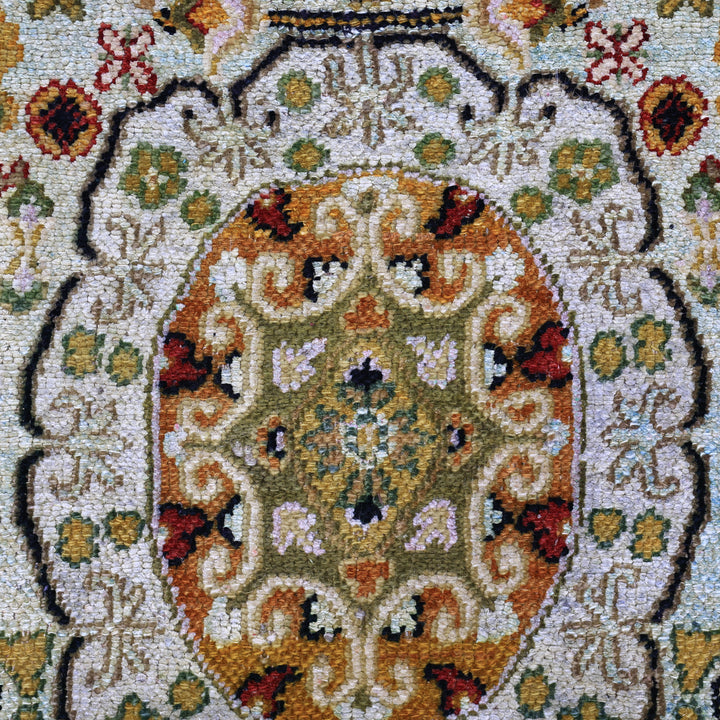 Yellow Alchemy Traditional Silk Wool Blend Rug - 5'9" x 8'9"