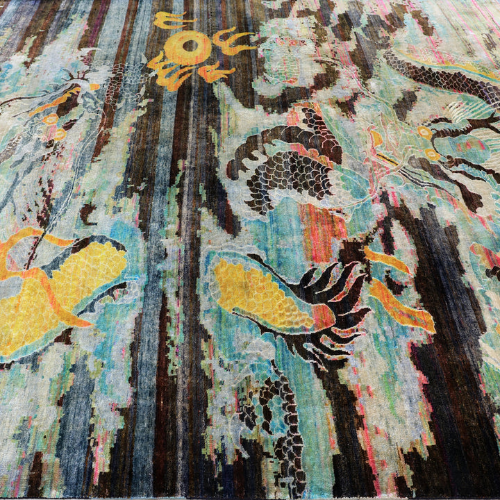 Blue Alchemy Contemporary Silk Rug - 8' x 10'