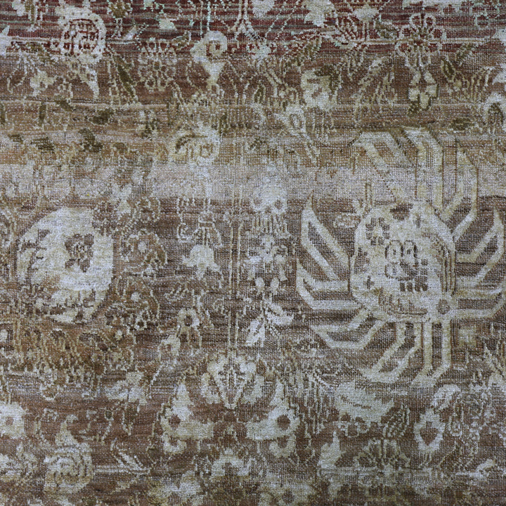 Brown Alchemy Traditional Silk Wool Blend Rug - 7'9" x 11'4"