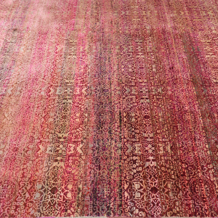 Pink Alchemy Contemporary Silk Wool Blend Rug - 8'9" x 12'