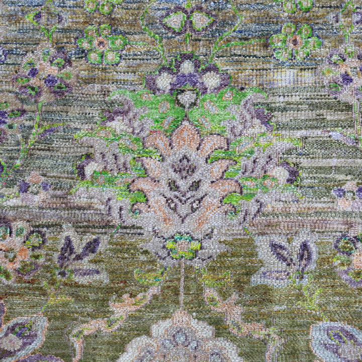 Green Alchemy Traditional Silk Wool Blend Rug - 4'10" x 6'11"