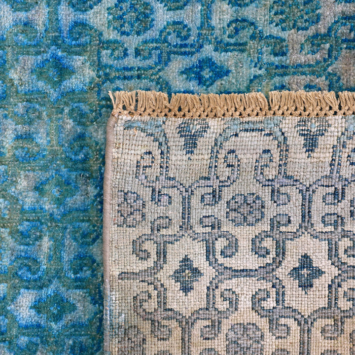 Blue Alchemy Contemporary Wool Silk Blend Rug - 2'10" x 12'4"