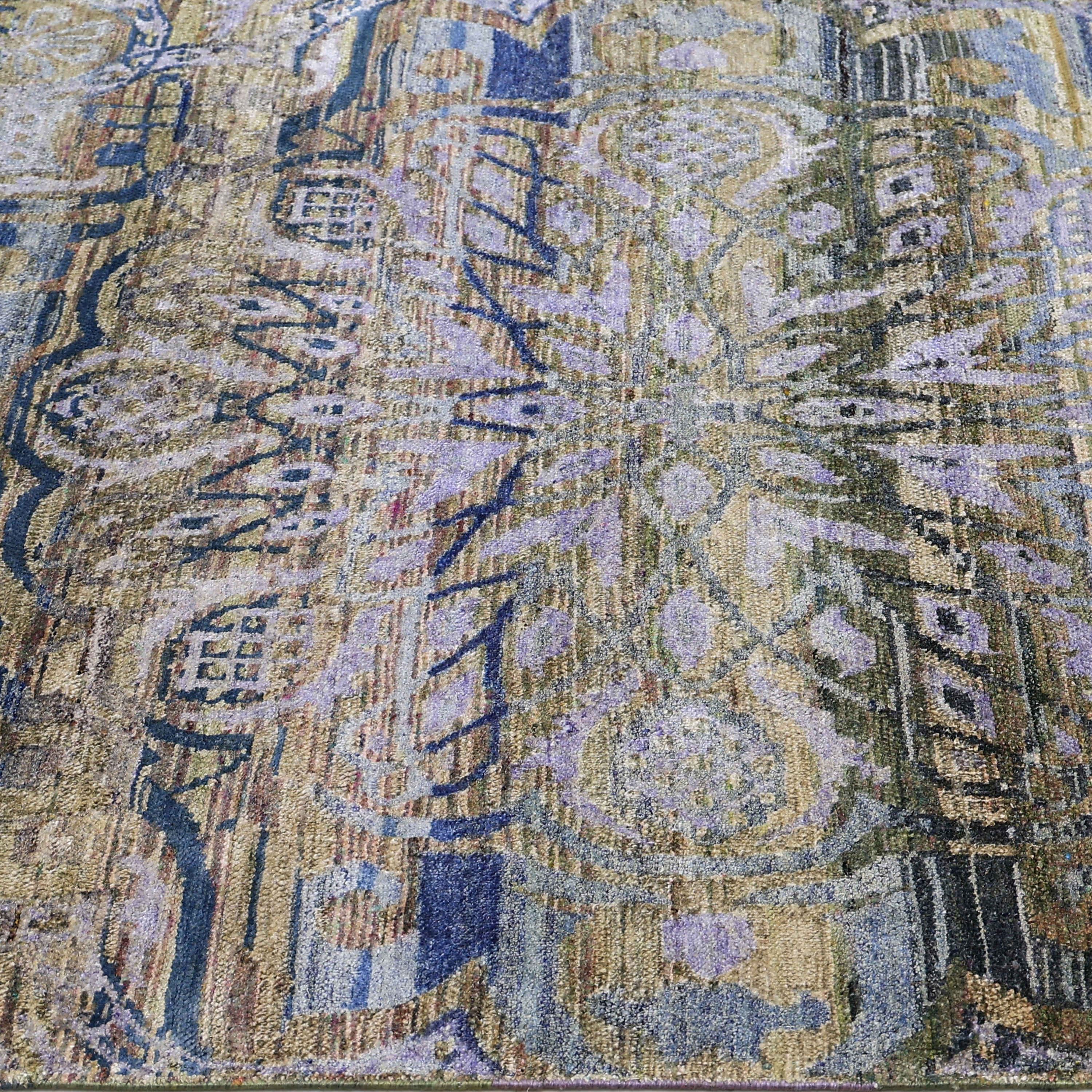 Blue Alchemy Contemporary Silk Runner - 3'11" x 13'4"