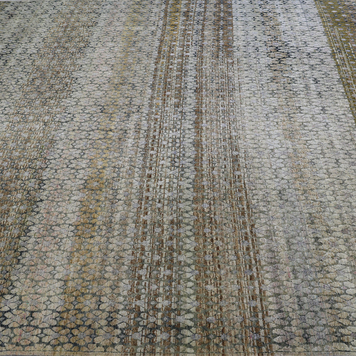 Brown Alchemy Contemporary Silk Wool Blend Rug - 8'8" x 12'2"