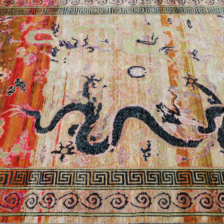 Multicolored Alchemy Traditional Silk Rug - 5'9" x 8'7"
