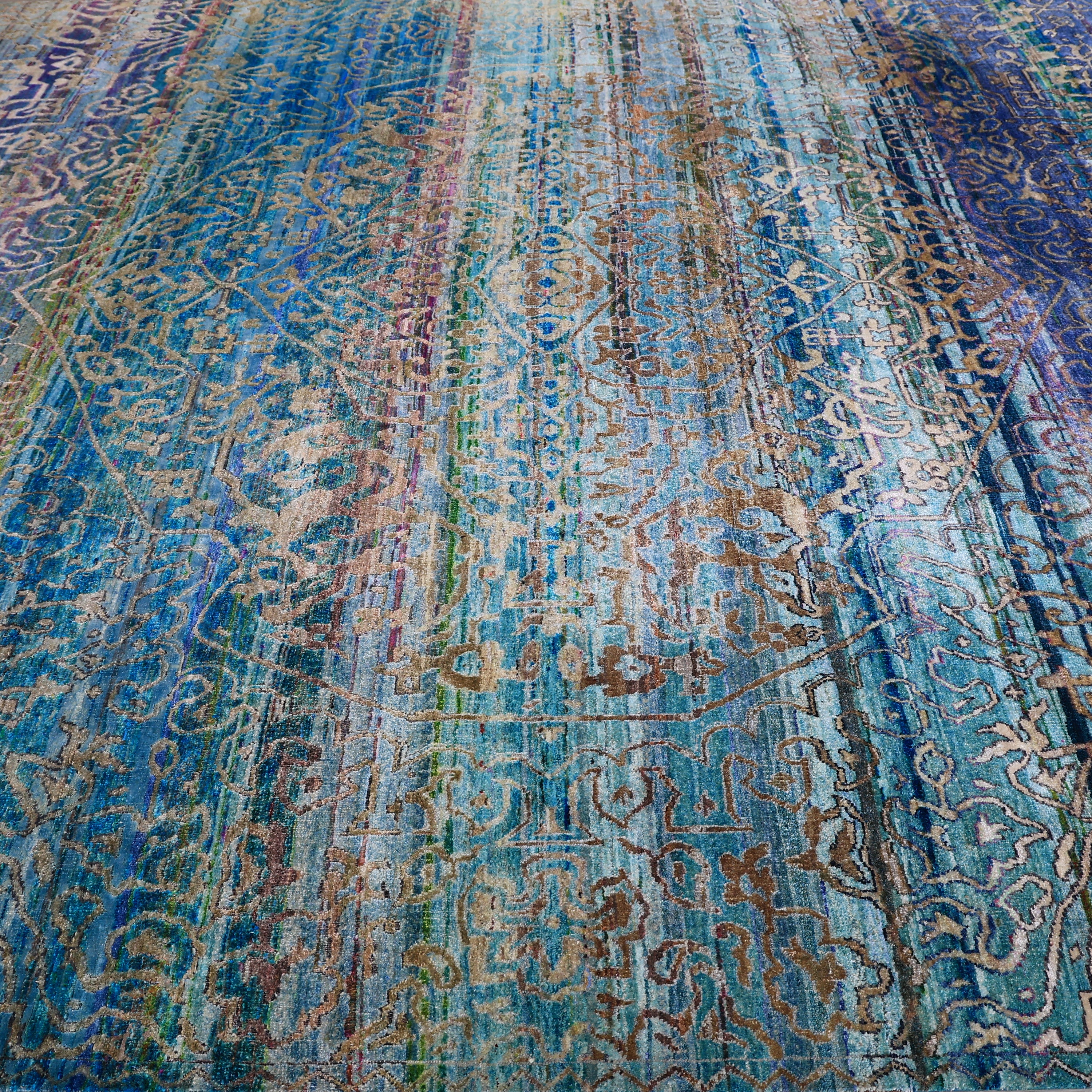 Blue Alchemy Traditional Silk Rug - 10'10" x 10'10"