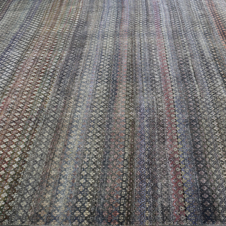 Multicolored Alchemy Contemporary Silk Wool Blend Rug - 11'10" x 17'4"