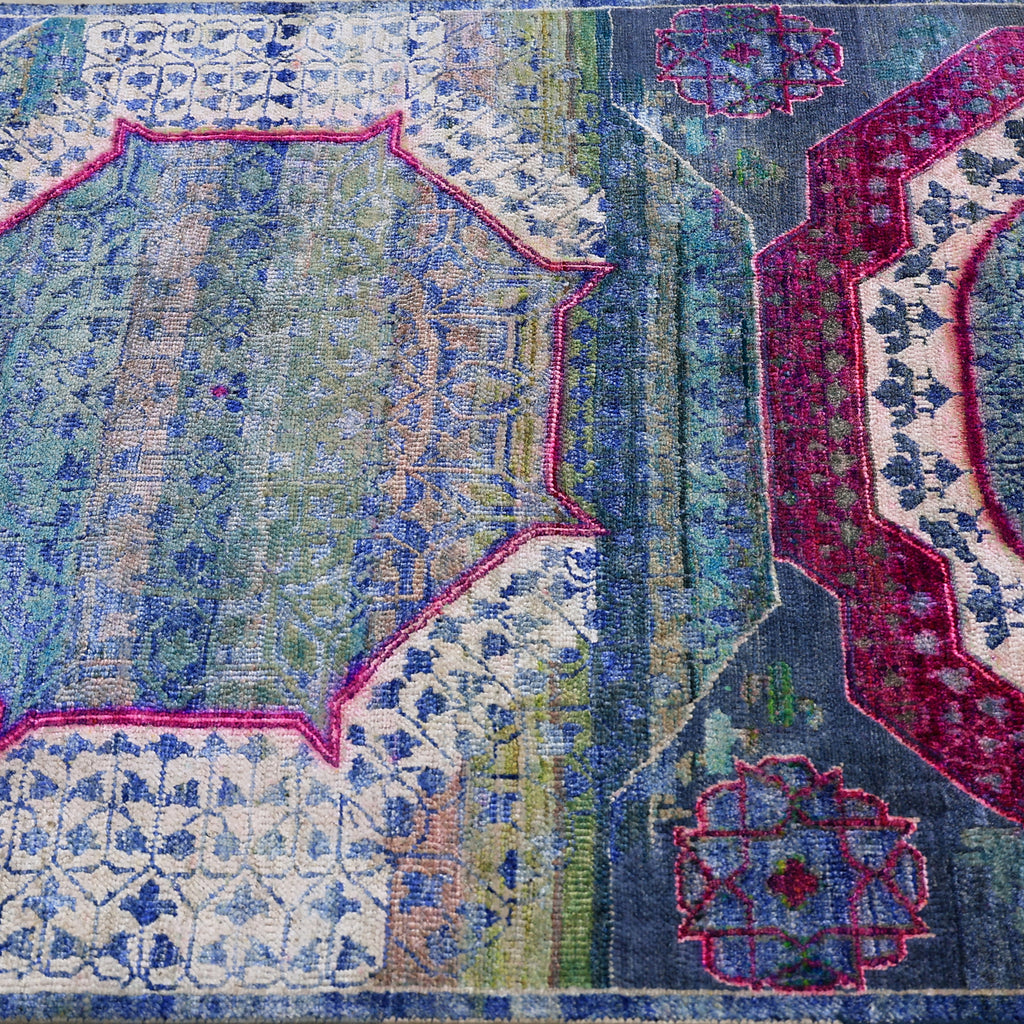 Blue & Purple Alchemy Traditional Silk Runner - 2'1" x 9'1"