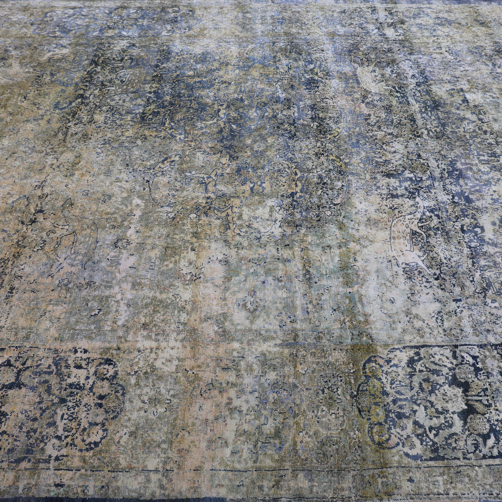 Blue Grey Alchemy Traditional Silk Rug - 8'11" x 11'8"