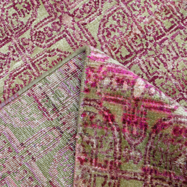 Pink Alchemy Contemporary Wool Silk Blend Runner - 3' x 12'2"