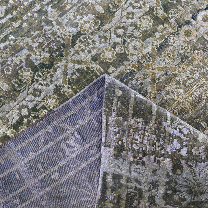 Brown Alchemy Traditional Silk Wool Blend Rug - 9'2" x 12'1"