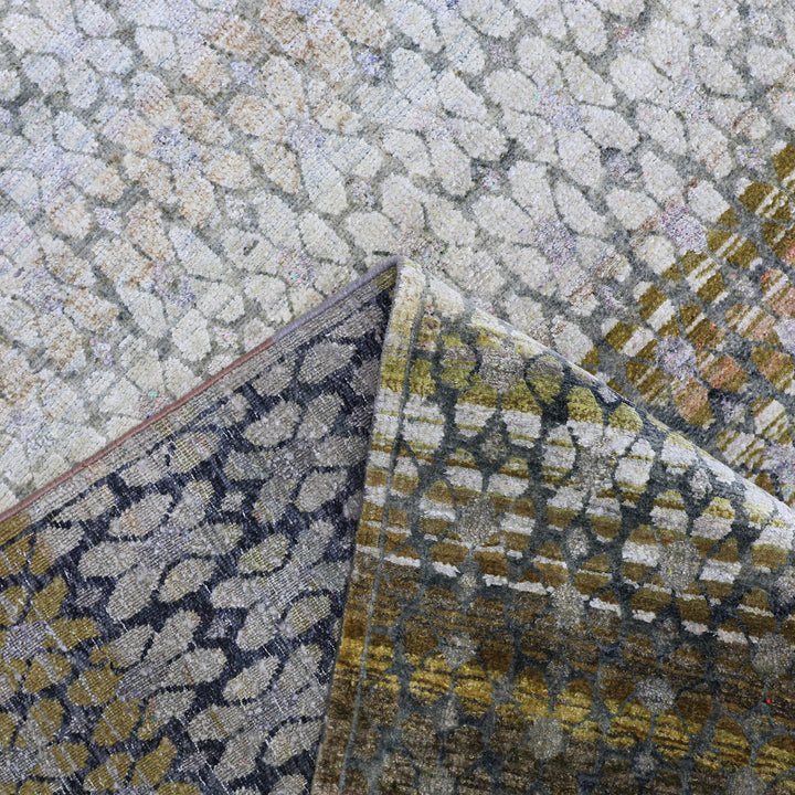 Brown Alchemy Contemporary Silk Wool Blend Rug - 8'8" x 12'2"