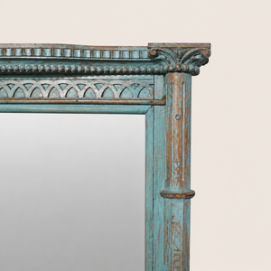 Vintage Teal-Painted Ornate Mirror - hover