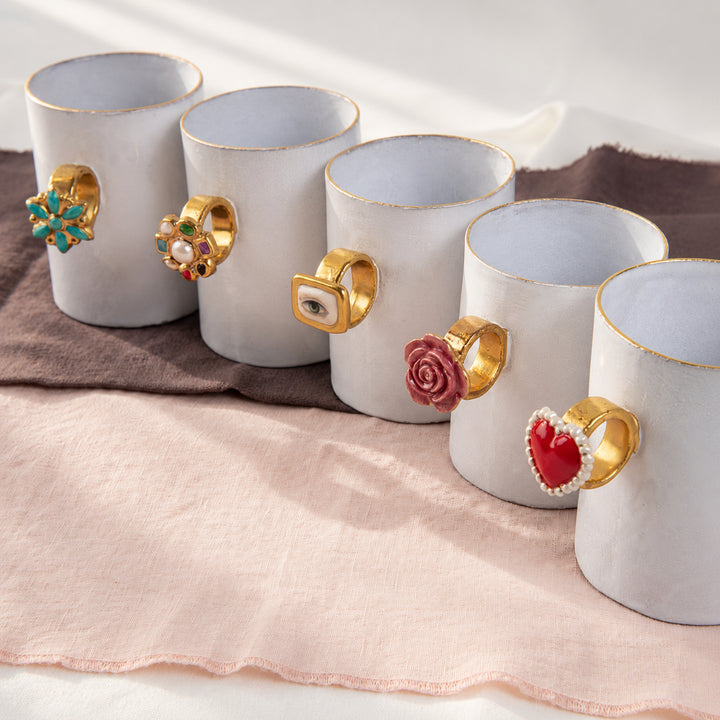 Blue Flower Ring Cup