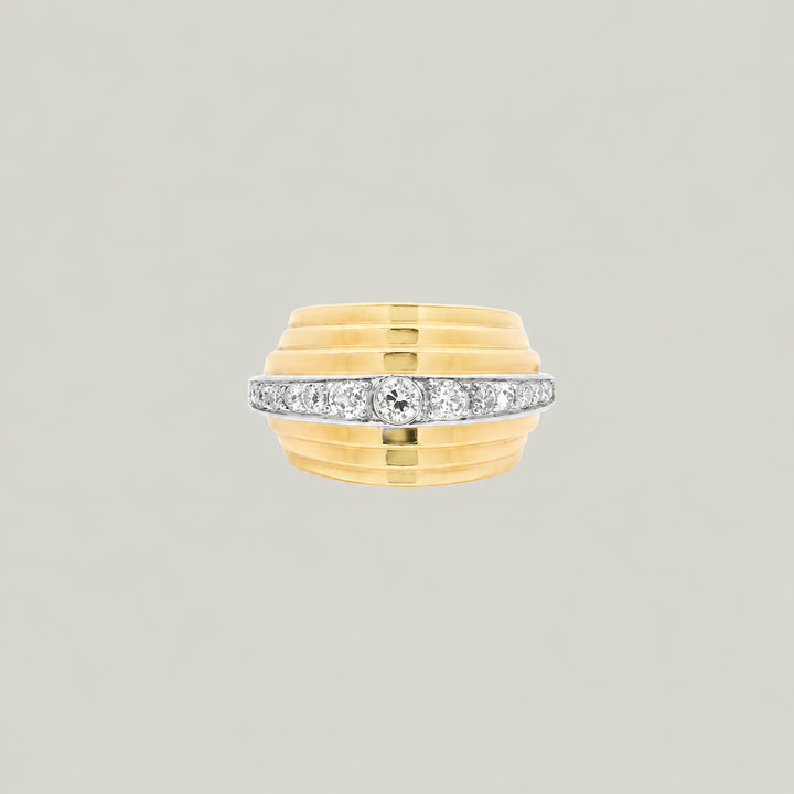 French Retro Diamond Bombé Ring