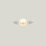 Platinum Vintage Pearl Diamond Ring