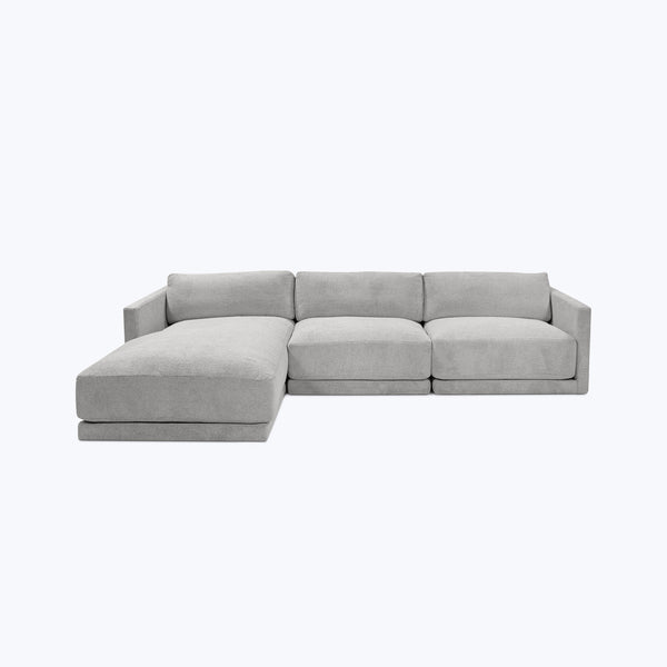 Bond Street Chaise Sectional Left-Chaise / Snoopy, Plush Woven / Feather