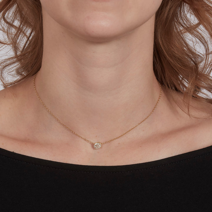 Oval Brilliant Cut Diamond Pendant Necklace