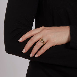 Vintage French 14K yellow gold and 1.65 ct. diamond ring - hover