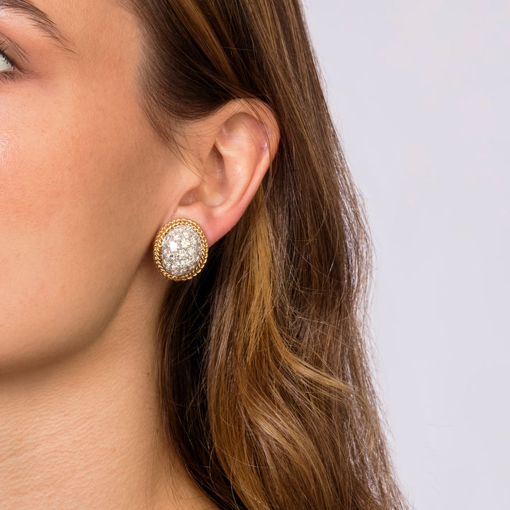 18KYG Diamond Bombé Dome Earrings