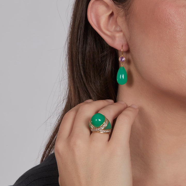 22K / 18K Mallary Marks Sapphire and Chrysoprase Eve Drop Earrings