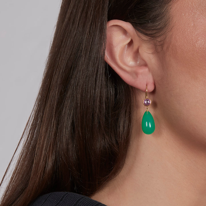 22K / 18K Mallary Marks Sapphire and Chrysoprase Eve Drop Earrings