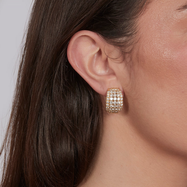 1980s Diamond Hoop Earrings in 18k Gold